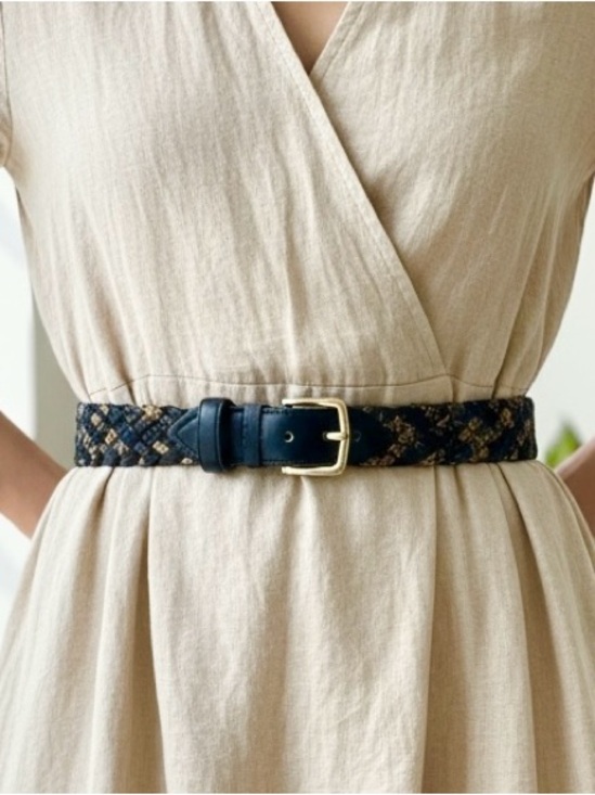 Vintage Accessories - Leather & Silk Weaved Belt